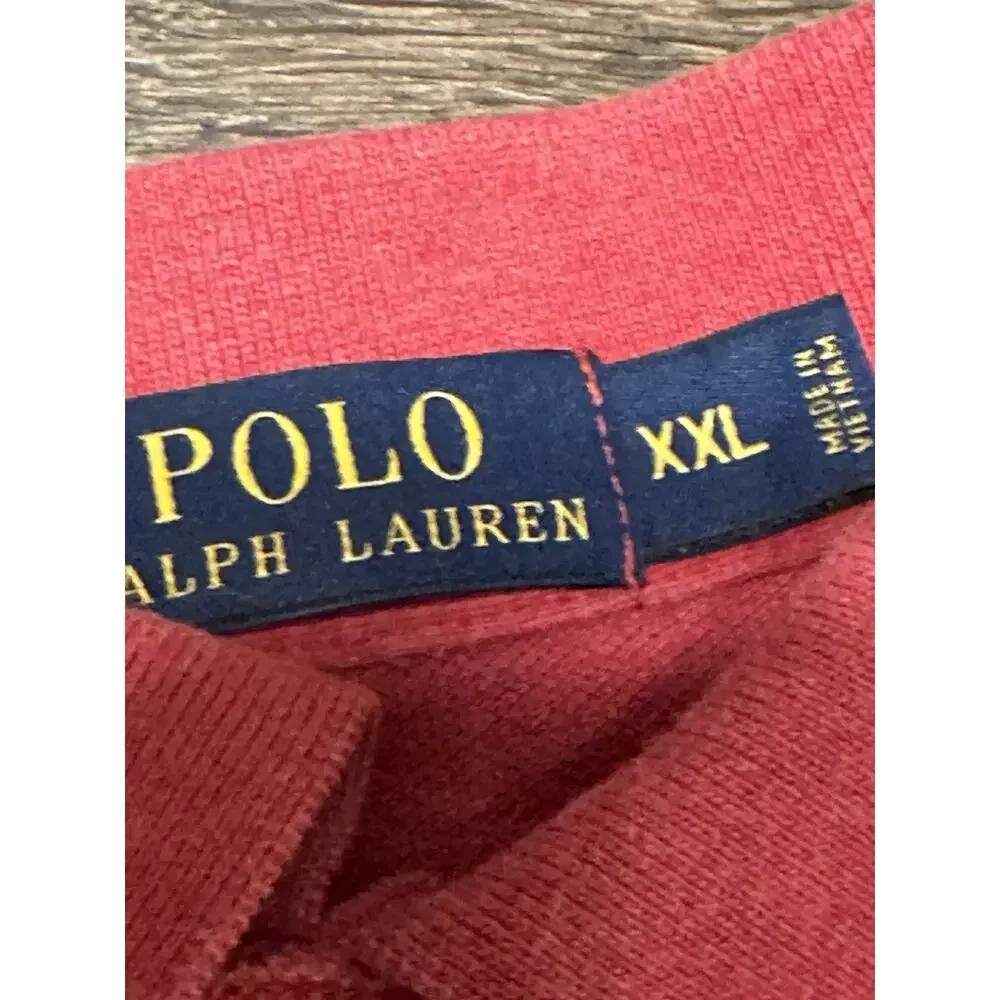 Ralph Lauren Polo Shirt Mens XXL Red Green Pony Long Sleeve Rugby Adult